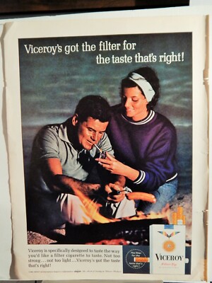 VICEROY CIGARETTES / LONDON FOG MENS COAT 1965 VTG PHOTO AD, RARE EPHEMERA 
