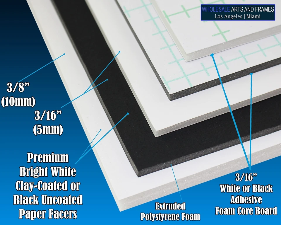 3/16" White Foam Core Boards 11x14 16x20 20x30 24x36 30x40 32x40 Poster Backing - Image 4 of 4