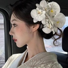 White Orchid Hair Clip Chinese Style Side Flower Hairpin Women Fashion Accessory