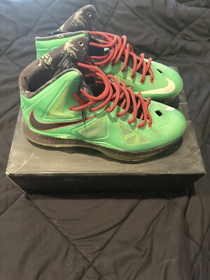 Nike Lebron X 10 Cutting Jade 2012 541100-303 Shoes Green Red Christmas Size 12