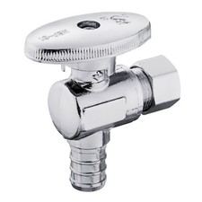 EFIELD 1/4 Turn Angle Stop Valve 3/8" OD Compression X 1/2" PEX Chrome Plated