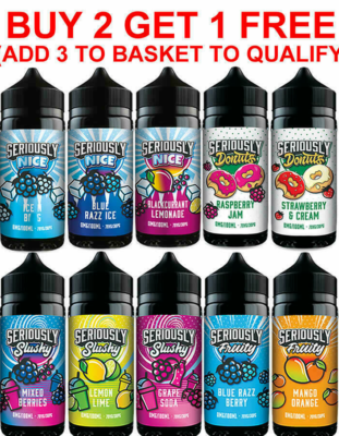 Seriously E Liquid Vape Juice Slushy Ice Donuts Full Range 70/30 0mg No  Nicotine
