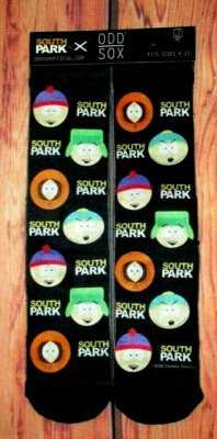 MENS ODD SOX SOUTH PARK BLACK CREW SOCKS (FIT SIZE 6-13)