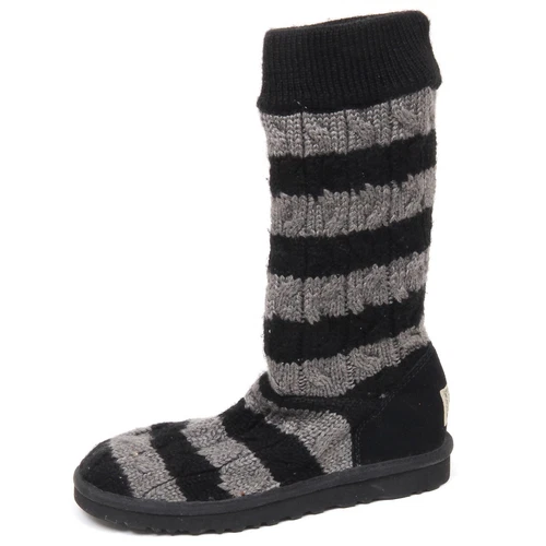 E9606 (NO BOX) stivale donna black/grey UGG scarpe wool/suede boot shoe woman