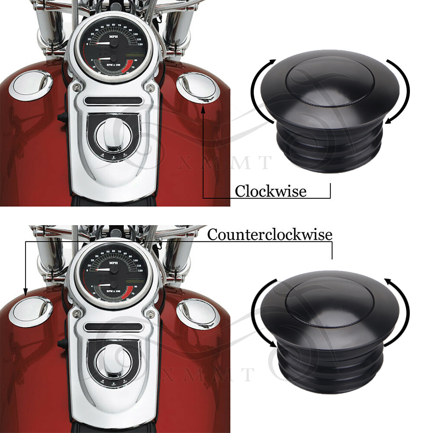 Black Flush Mount Pop Up Vented Fuel Tank Gas Cap For Harley Softail