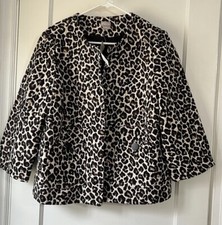 Chicos Modern Jacquard Animal Print Jacket Cropped Sleeves Size 2