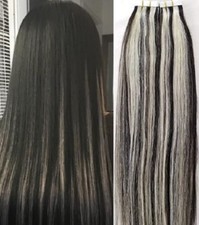 18",20" 100grs,40pcs, 100 HIGHLIGHTED Human Tape In Hair Extensions 1B/613