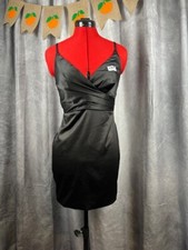 DO BE Womens Black Cocktail Dress Zip Back Adjustable Straps Padded Cups Lined S