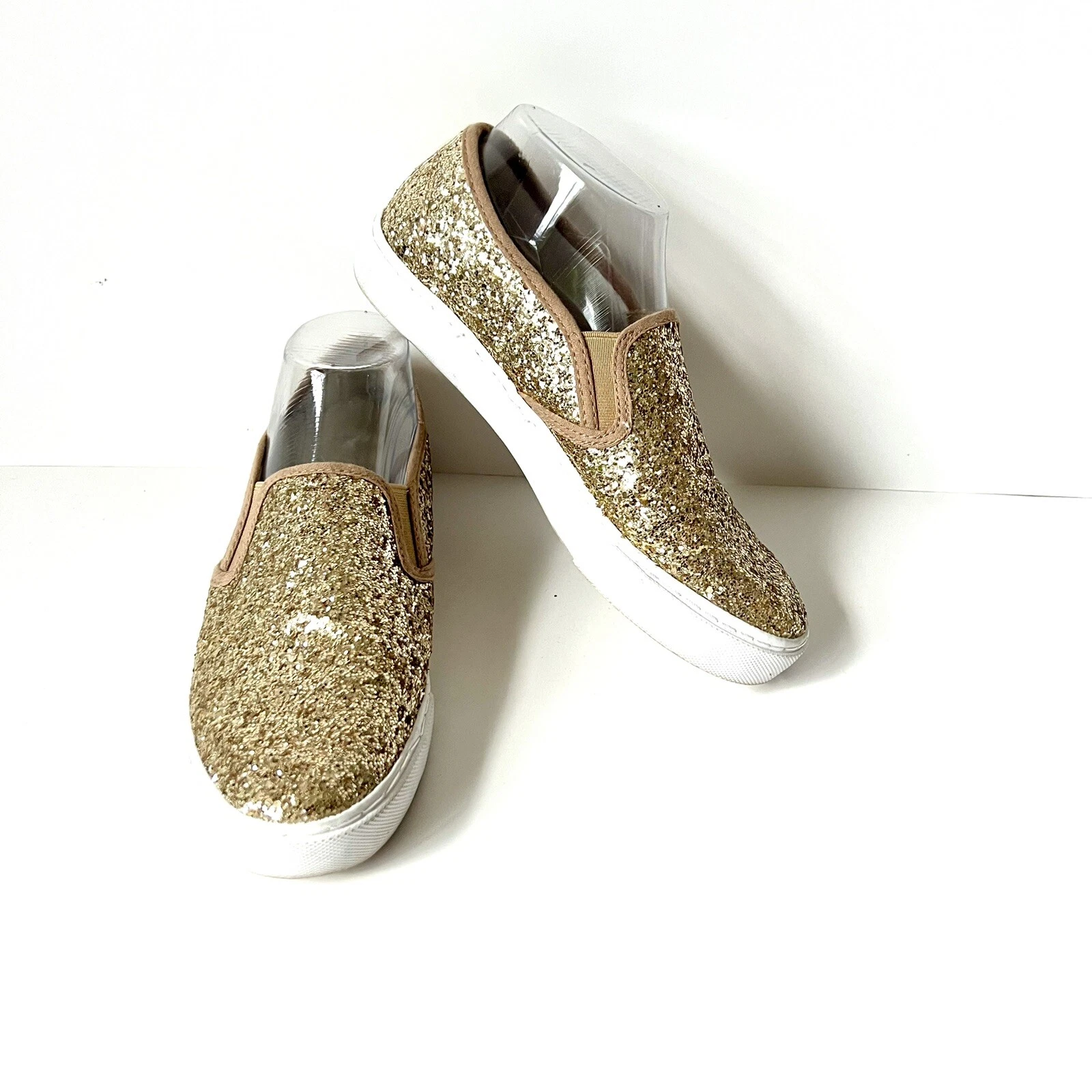 MATA Gold Glitter Slip On Sneakers—SZ. 8