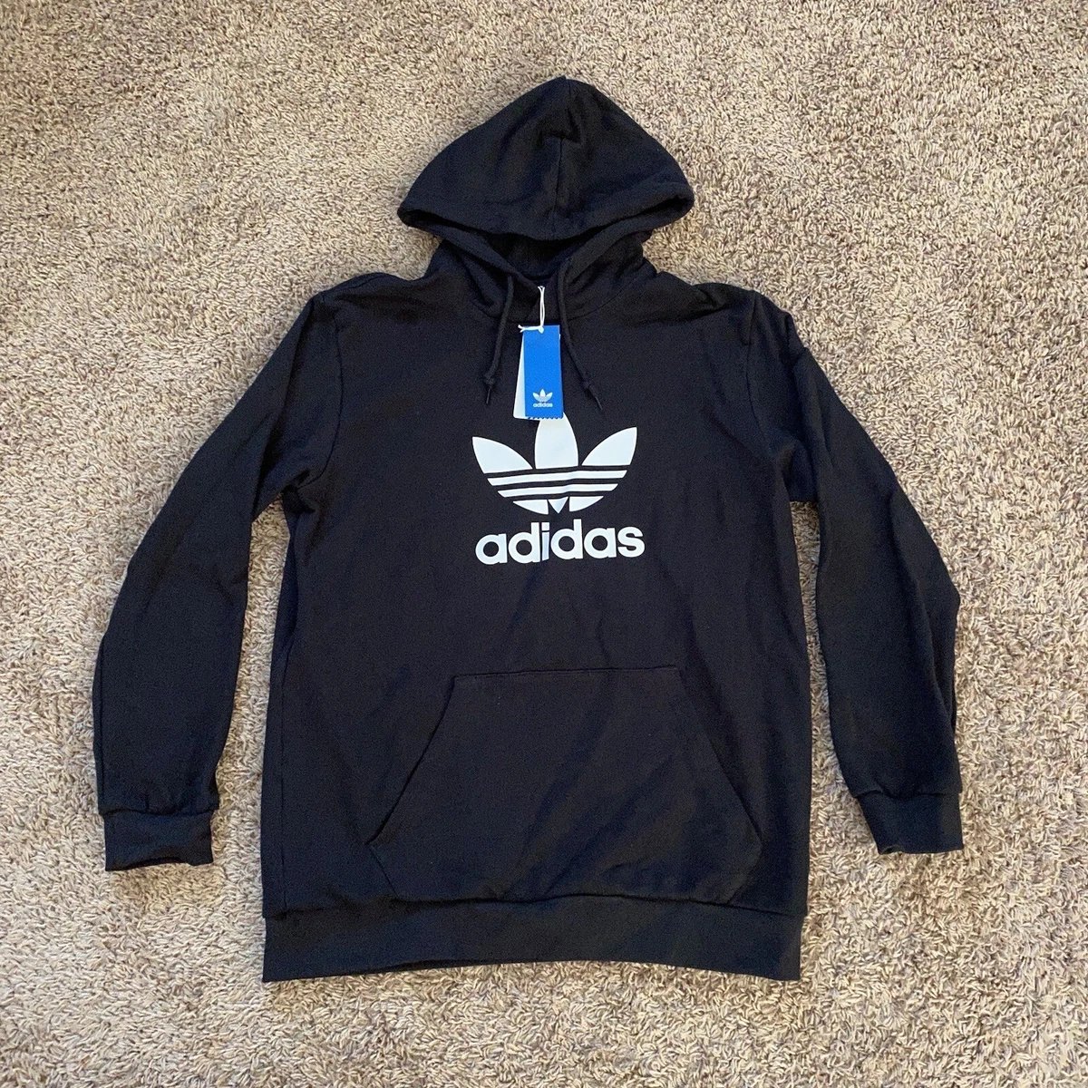 Adidas Originals Trefoil Hoodie Black White DT7964 Men s Size