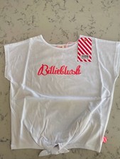 Image of Billieblush White Cotton Embossed Tie Short Sleeve Girls Top T Shirt 6 years