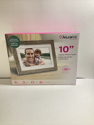 Aluratek 10'' Distressed Wood Digital Photo Frame with Auto Slideshow Feature