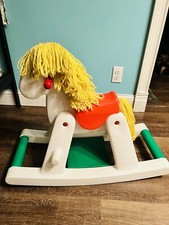 Little Tikes Rocking Horse w/ Yellow Yarn Mane Vintage