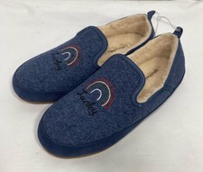 Lucky Brand Kozey Slippers Flats Moccasin 9.5M Leather Faux Fur Rainbow  Blue
