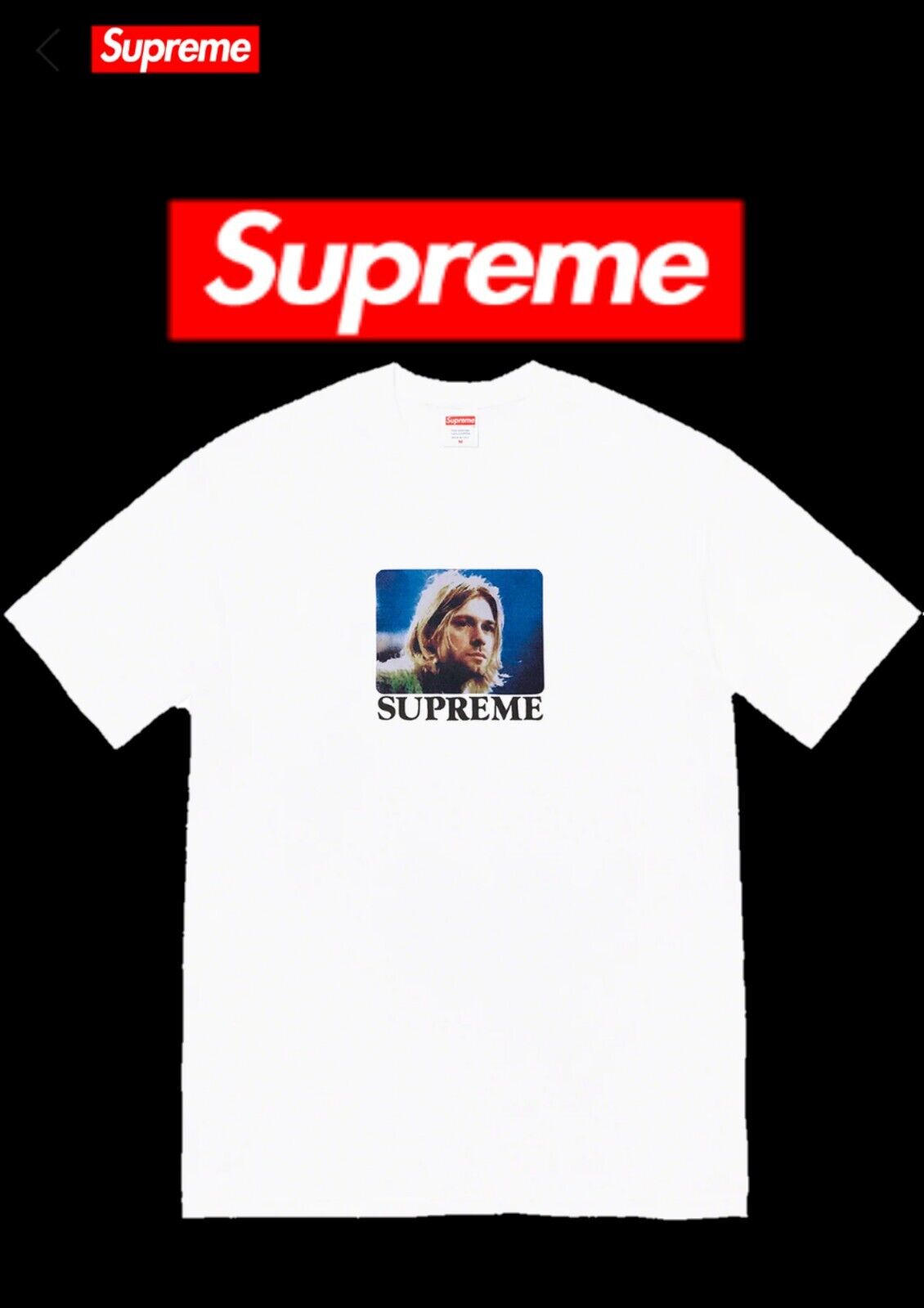 Supreme Kurt Cobain T-Shirt White Sz LARGE Nirvana Retro Skate SS23 Made in USA