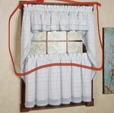 Adirondack Cotton Kitchen Window Curtain  Valence Farmhouse UPPER CURTAIN ONLY