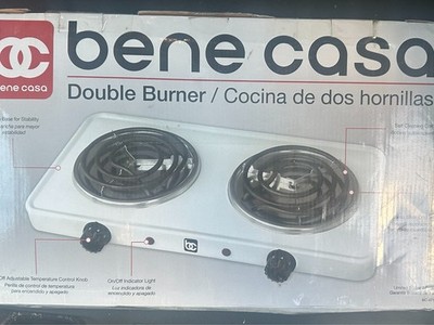 Bene Casa Double Electric Burner in White Double Burner coils, Portable Double!!