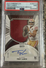 Trey Lance 2021 Chronicles Crown Royale Silhouette AUTO JERSEY RC 34/49 PSA 9