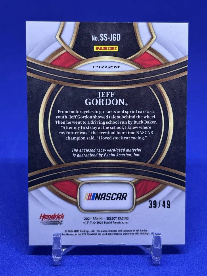 2024 Panini Select Selective Swatches Red Prizm Jeff Gordon 12/49 - Image 2 of 2