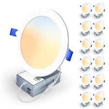 12 Pack 6 Inch 5CCT LED Recessed Light, Silm Canless Recessed Lighting, Dimma...