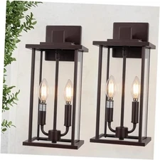 2-Pack 16" Large Outdoor Wall Light Fixtures, 2-Light 16in No Sensor Bronze