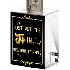 Acrylic Tip Box Wall Mounted Cash Drop Box w/ Lock Large Money Container