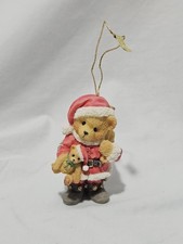 Cherished Teddies 3" Bear Dressed as Santa Hanging Ornament Figure