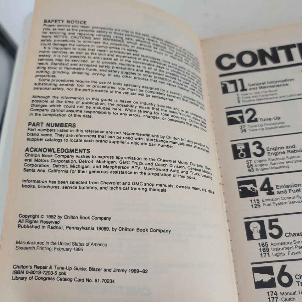 1969-82 Chevrolet Blazer GMC Jimmy Chilton's Repair & Tune-Up Guide P. No. 6931 - Image 2 of 4