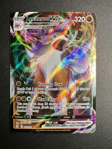 ❤️‍🔥 Lycanroc VMAX 092/203 Holo Rare VMAX Evolving Skies Pokemon NM ✨