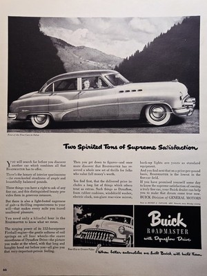 1950 Buick Roadmaster Print Ad Mountain Pass Road Two Tons Supreme Satisfaction