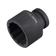 1" Drive 55mm 12-Point Impact Socket CR-MO Steel 80mm Length Standard Metric