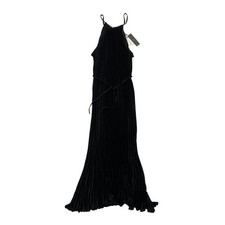 NWT Banana Republic Black Halter Pleated Ruffle Maxi Dress Womens Large Petite