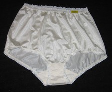 NWT SZ 9 VTG COTILLION LACE GLOSSY IVORY SILKY NYLON GRANNY BRIEF PANTIES 