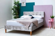 Image of Highclere Crushed Silver Velvet King Bed