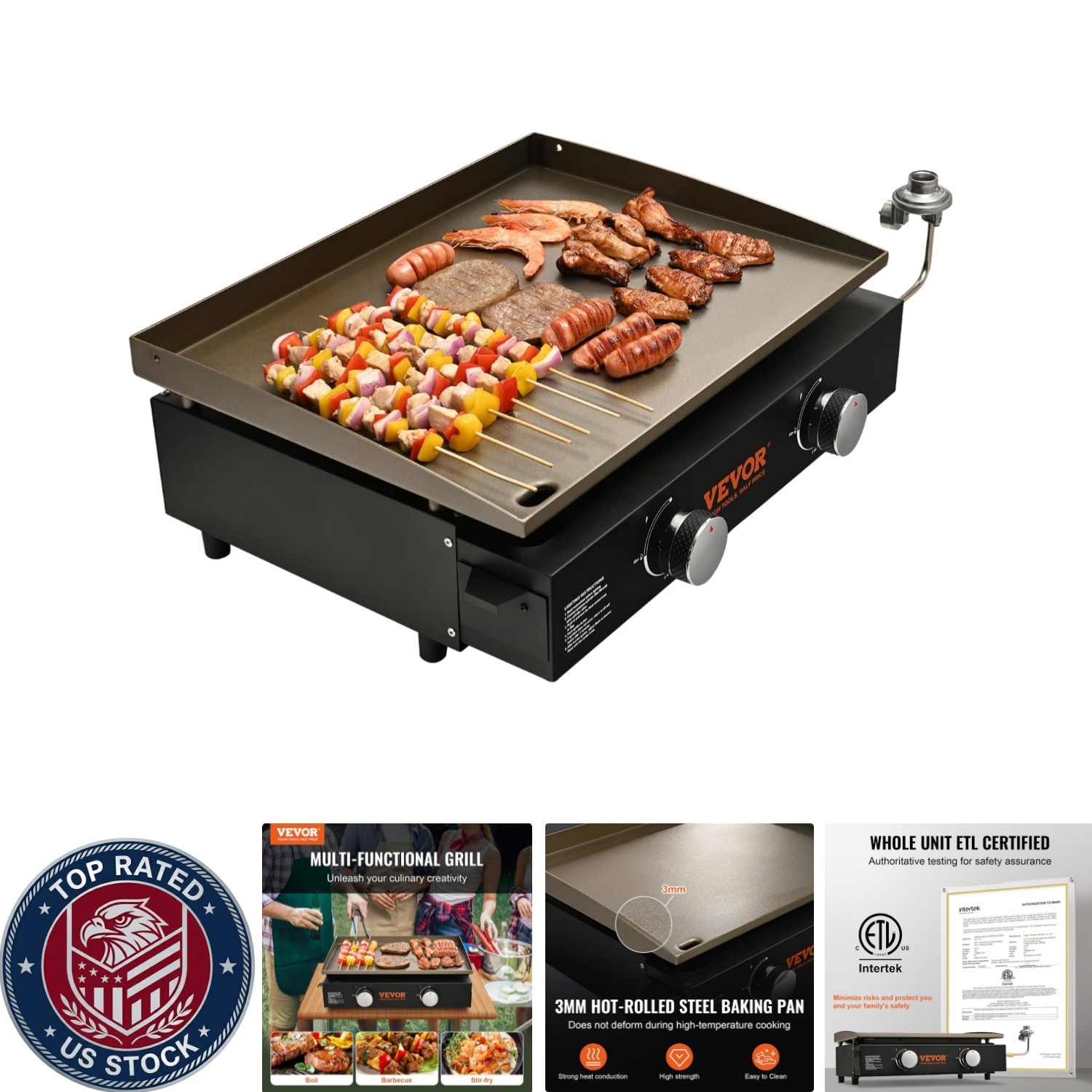 Heavy Duty 22.4" Flat Top Griddle - Perfect for Backyard BBQs & Outdoor Events