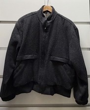 Seattle Blues 100% Wool Bomber Jacket M Charcoal Gray Full Zip Made in USA