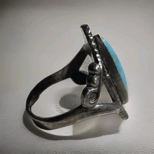 Vintage Sterling Silver Turquoise Southwest Native American Ring Stamped Size 6
