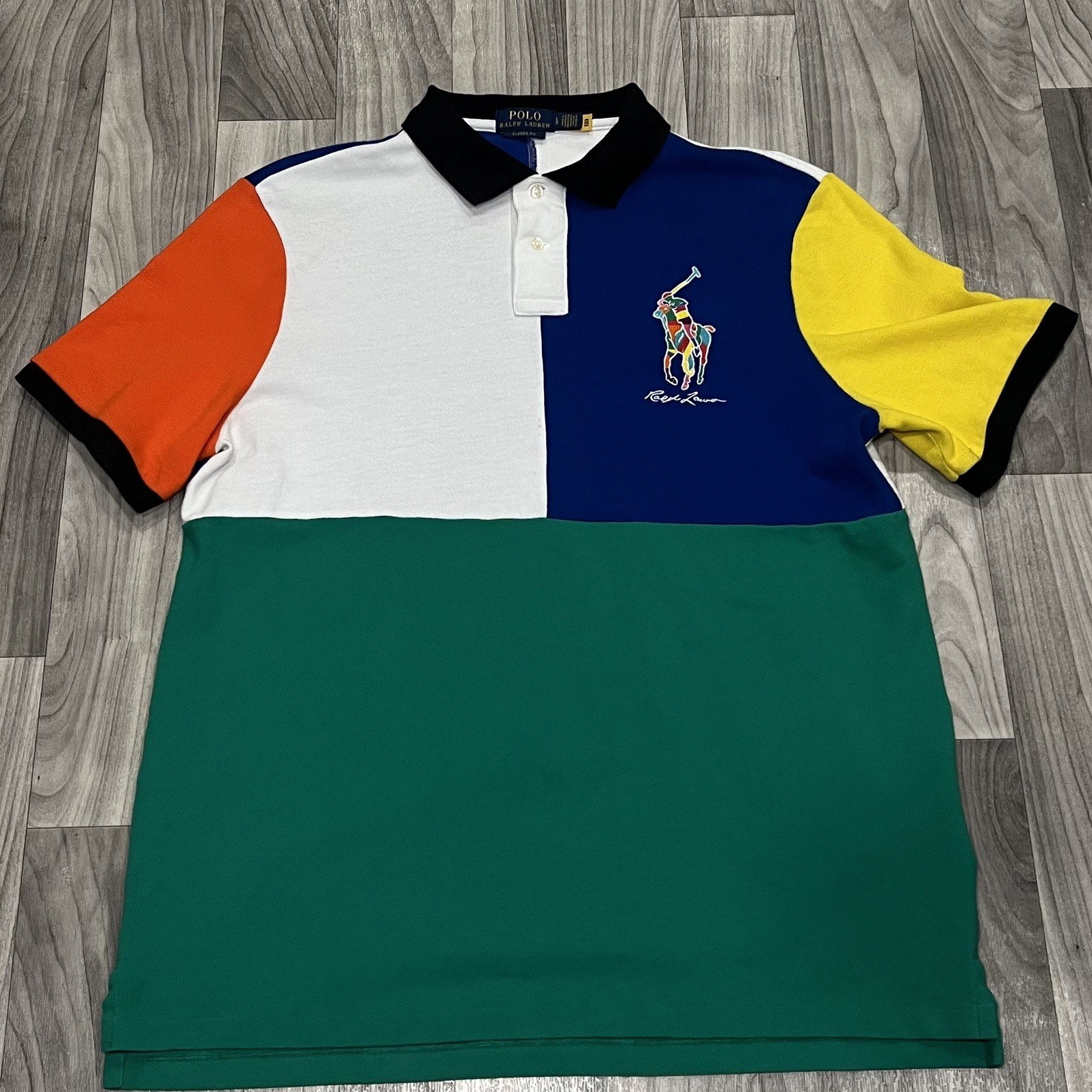 SIZE LARGE POLO RALPH LAUREN BIG PONY RUGBY COLORBLOCK POLO