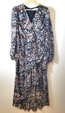 ASTR the Label Maxi Dress Sheer Long Sleeves Ruffles Floral Sz Large