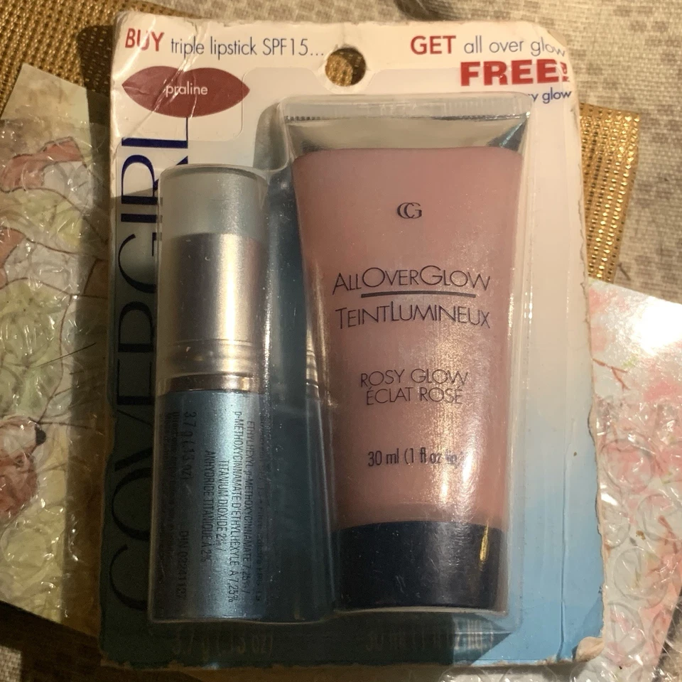 COVERGIRL All Over Glow ROSY GLOW & Praline Lipstick Set old stock NIB - Image 3 of 4