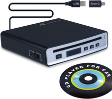 Portable External Car CD Player, Anti-Shock Plug and Play CD Adapter with USB
