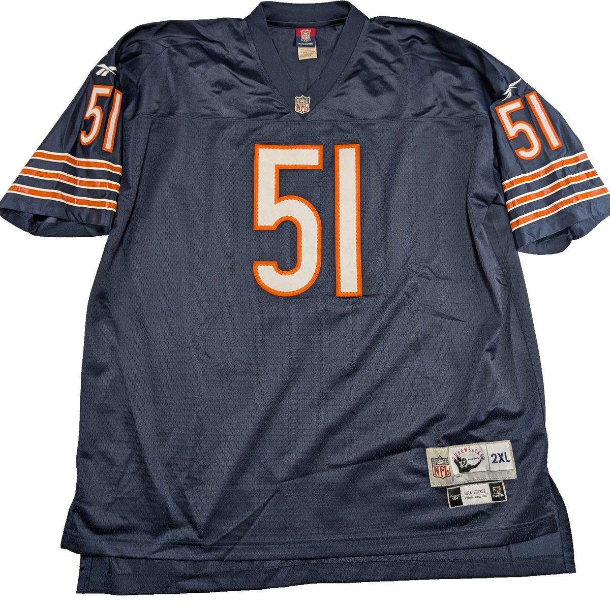 ヴィンテージラグ NFL タイタンズ USA製 マルチカバー 大判 ロゴ Reebok NFL Chicago Bears Dick Butkus Men 2XL Navy Throwback