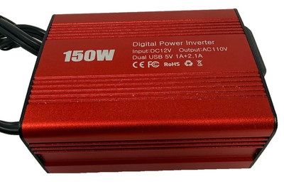 150W Digital Power Inverter DC12V to AC110V Dual USB 5V 1A+2.1A for Car