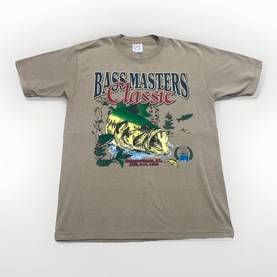 Vintage Bass Masters Classic Shirt Mens M Brown Fishing Alabama 90s Jerzees