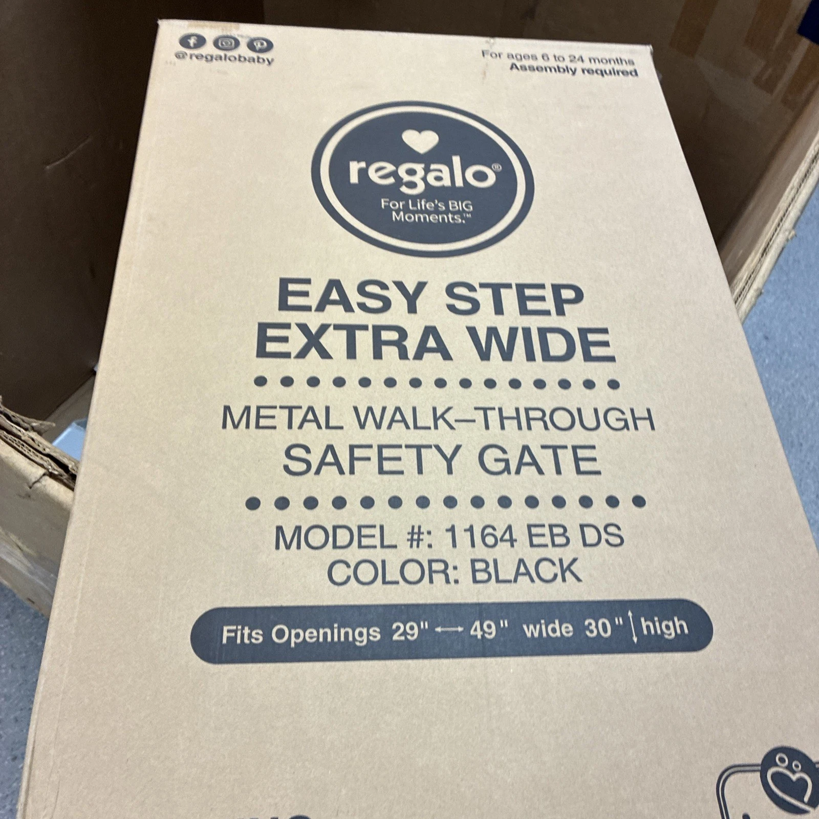 Regalo 1164 EB DS 49 inch Easy Step Extra Wide Baby Gate - Black
Opens in a new window or tab