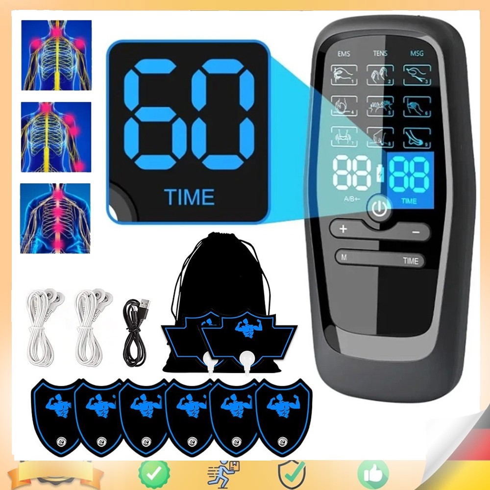 Tens EMS Reizstromgerät Zweikanal 9 Modi Pulsmassagegerät Muskelstimulator Gerät