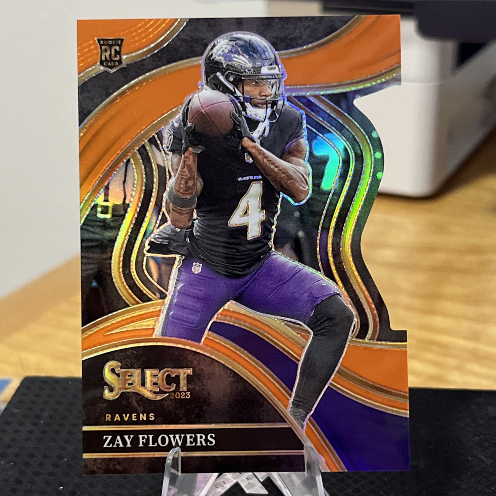 2023 Panini Select - Club Level Zay Flowers #201 Orange Prizm Die-Cut /399 (RC)
