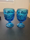 Two L.E. Smith Moon And Stars Goblets Depression Glass Mint 6" tall