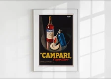 Vintage Campari Poster Printable | Modernist Still Life Wall Art | Retro Italian