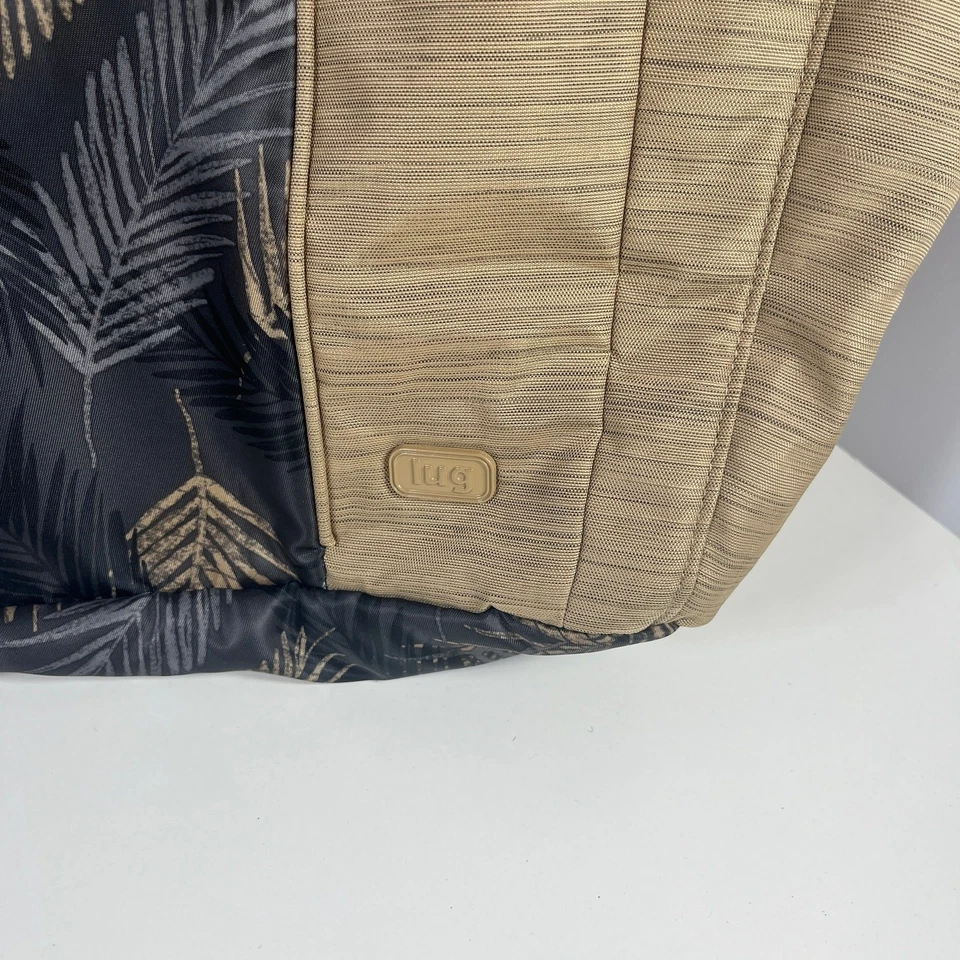 Сумка-тоут Lug Shuffle желтовато-коричневая черная тропический лист повседневная пляжная для путешествий отпуска - Изображение 2 из 4